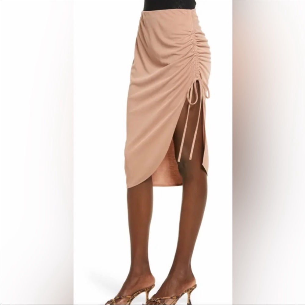 NWT Nordstrom Open Edit Ruched Skirt in Tan Mocha Size Small